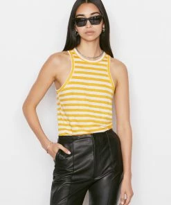 Frame-denim Women Striped Ringer Tank -- Kumquat Multi