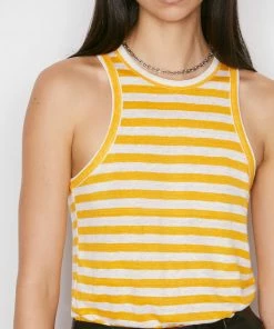 Frame-denim Women Striped Ringer Tank -- Kumquat Multi