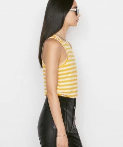 Frame-denim Women Striped Ringer Tank -- Kumquat Multi