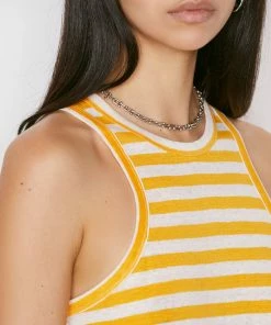Frame-denim Women Striped Ringer Tank -- Kumquat Multi