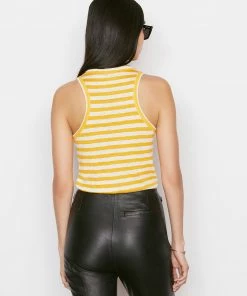 Frame-denim Women Striped Ringer Tank -- Kumquat Multi