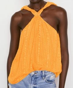 Frame-denim Women Draped Halter Top -- Kumquat