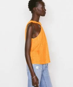Frame-denim Women Draped Halter Top -- Kumquat