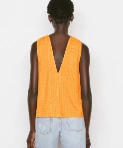 Frame-denim Women Draped Halter Top -- Kumquat