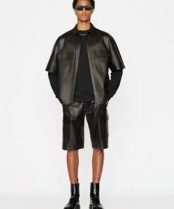Buy π₯ Frame-denim Men Short Sleeve Leather π Shirt -- Noir π 9 Frame-denim Men Short Sleeve Leather Shirt -- Noir