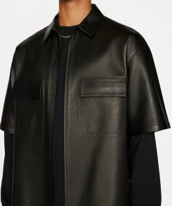 Buy π₯ Frame-denim Men Short Sleeve Leather π Shirt -- Noir π 10 Frame-denim Men Short Sleeve Leather Shirt -- Noir