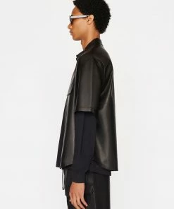 Buy π₯ Frame-denim Men Short Sleeve Leather π Shirt -- Noir π 11 Frame-denim Men Short Sleeve Leather Shirt -- Noir