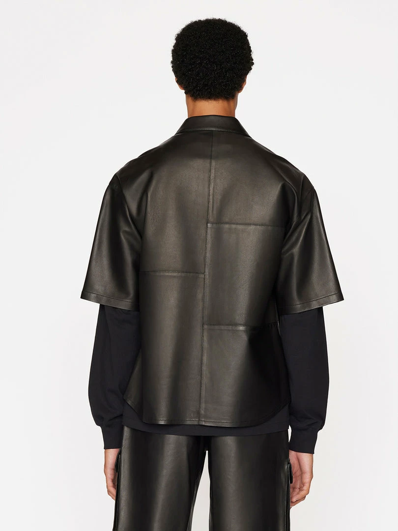 Buy π₯ Frame-denim Men Short Sleeve Leather π Shirt -- Noir π 7 Frame-denim Men Short Sleeve Leather Shirt -- Noir