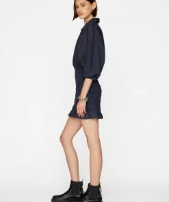 Frame-denim Smocked Shirt Dress -- Navy Women