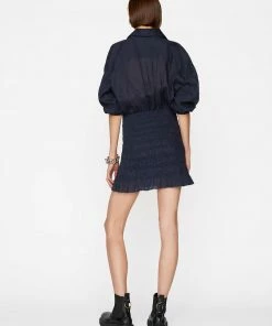 Frame-denim Smocked Shirt Dress -- Navy Women