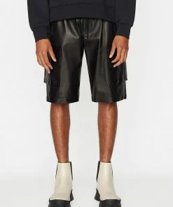Frame-denim Men Cargo Leather Short -- Noir