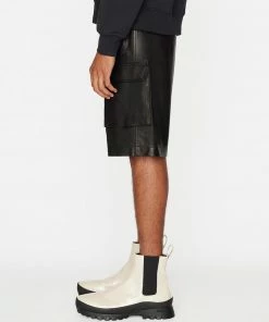 Frame-denim Men Cargo Leather Short -- Noir