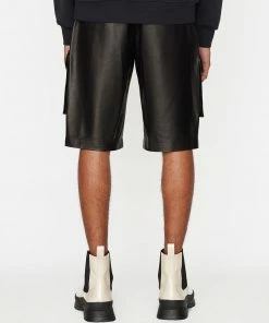 Frame-denim Men Cargo Leather Short -- Noir