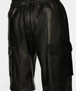 Frame-denim Men Cargo Leather Short -- Noir