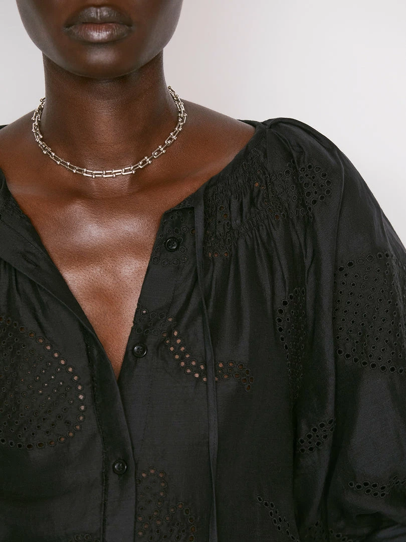 New β¨ Frame-denim Eyelet Puff Sleeve π Shirt -- Noir π€© 4 Frame-denim Eyelet Puff Sleeve Shirt -- Noir