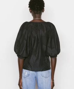 New β¨ Frame-denim Eyelet Puff Sleeve π Shirt -- Noir π€© 13 Frame-denim Eyelet Puff Sleeve Shirt -- Noir