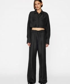 Frame-denim Cropped Safari Shirt -- Noir
