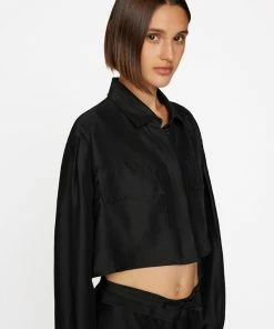 Best deal β Frame-denim Cropped Safari π Shirt -- Noir π 9 Frame-denim Cropped Safari Shirt -- Noir