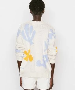 Frame-denim Women Abstract Intarsia Sweater -- Bone Multi