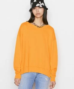 Frame-denim Women Side Slit Sweatshirt -- Kumquat