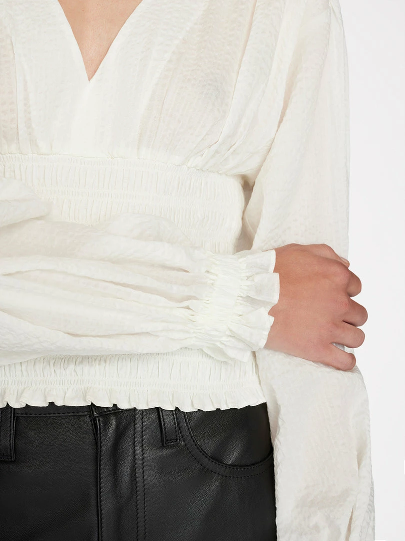 Top 10 βοΈ Frame-denim V-Neck Smocked Top -- Off White π© Women π 4 Frame-denim V-Neck Smocked Top -- Off White Women