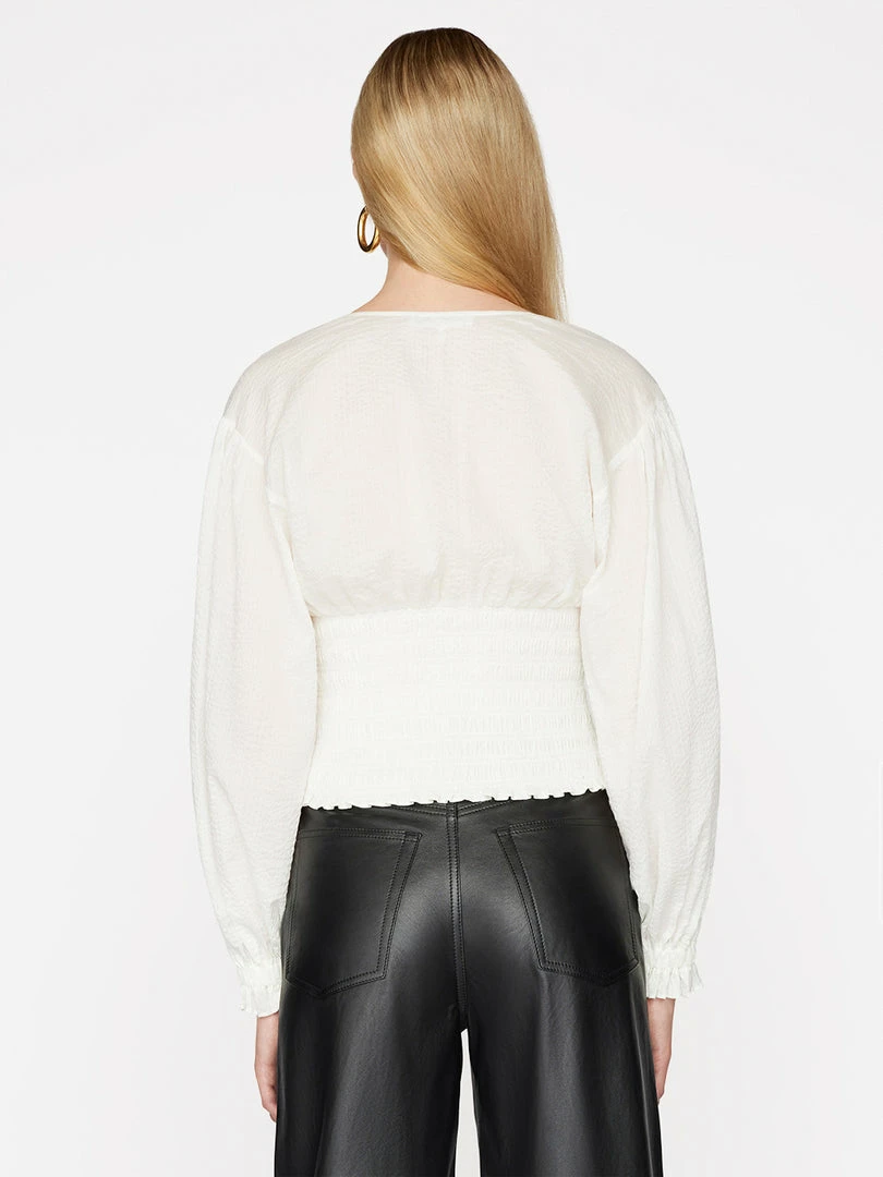 Top 10 βοΈ Frame-denim V-Neck Smocked Top -- Off White π© Women π 7 Frame-denim V-Neck Smocked Top -- Off White Women