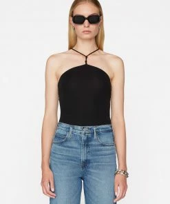 Frame-denim Women Delicate Knot Bodysuit -- Noir