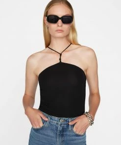 Frame-denim Women Delicate Knot Bodysuit -- Noir