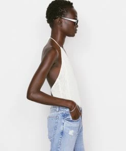 Frame-denim Women Crochet Halter Bodysuit -- Off White