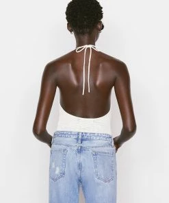 Frame-denim Women Crochet Halter Bodysuit -- Off White