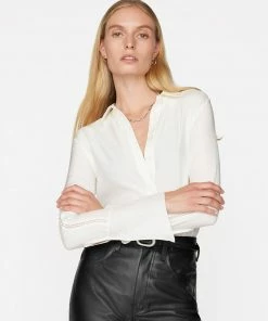 Frame-denim Slim Lace Inset Shirt -- Off White