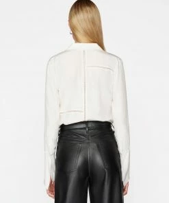 Frame-denim Slim Lace Inset Shirt -- Off White