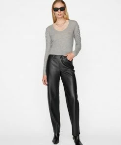 Frame-denim Long Sleeve Scoop Neck Sweater -- Gris Heather