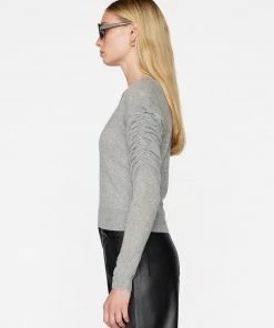 Frame-denim Long Sleeve Scoop Neck Sweater -- Gris Heather