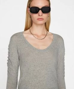 Frame-denim Long Sleeve Scoop Neck Sweater -- Gris Heather