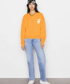 Frame-denim Women Oversized Crew Sweatshirt -- Kumquat