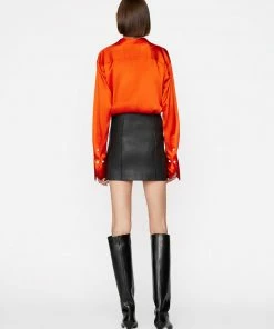 Frame-denim Leather Mini Skirt -- Noir