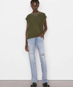 Frame-denim Washable Silk Oversized Tee -- Fatigue