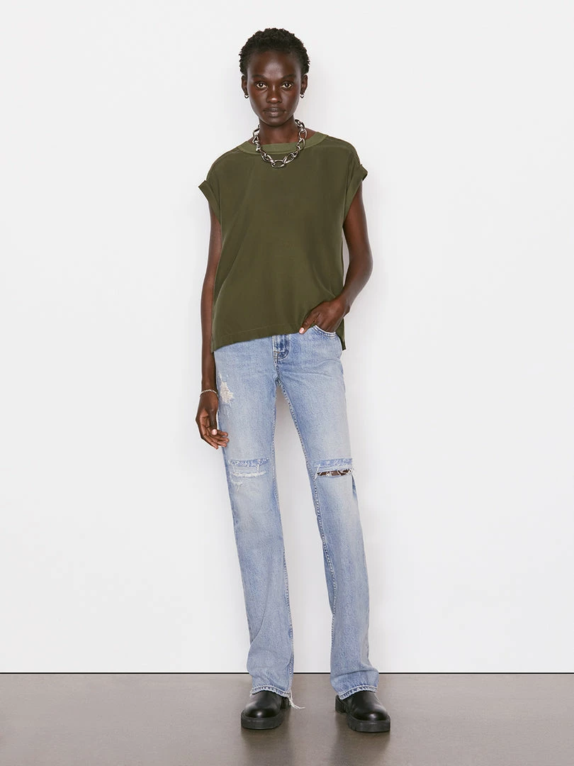Promo 🤩 Frame-denim Washable Silk Oversized Tee -- Fatigue ✔️ 2 Frame-denim Washable Silk Oversized Tee -- Fatigue
