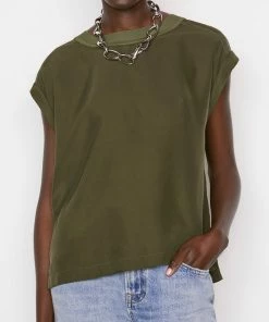 Promo 🤩 Frame-denim Washable Silk Oversized Tee -- Fatigue ✔️ 10 Frame-denim Washable Silk Oversized Tee -- Fatigue