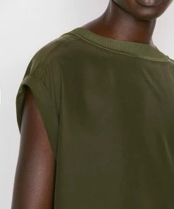 Promo 🤩 Frame-denim Washable Silk Oversized Tee -- Fatigue ✔️ 12 Frame-denim Washable Silk Oversized Tee -- Fatigue