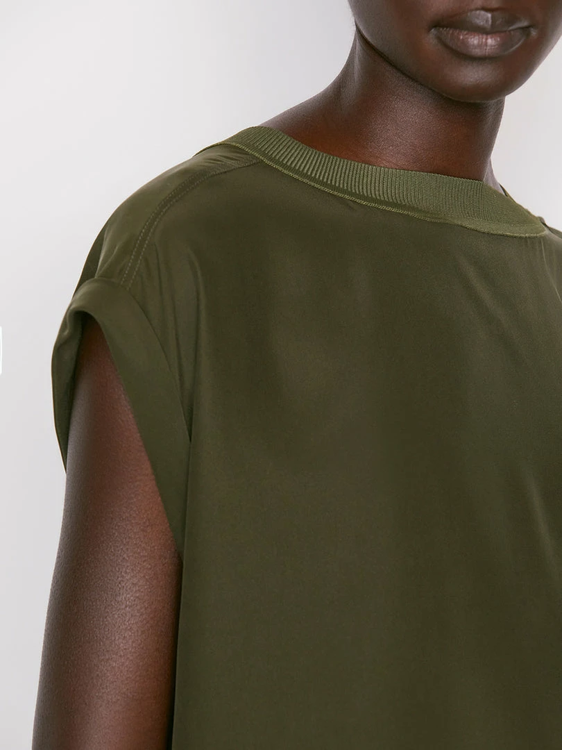 Promo 🤩 Frame-denim Washable Silk Oversized Tee -- Fatigue ✔️ 5 Frame-denim Washable Silk Oversized Tee -- Fatigue