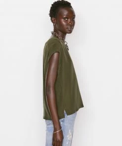 Promo 🤩 Frame-denim Washable Silk Oversized Tee -- Fatigue ✔️ 14 Frame-denim Washable Silk Oversized Tee -- Fatigue