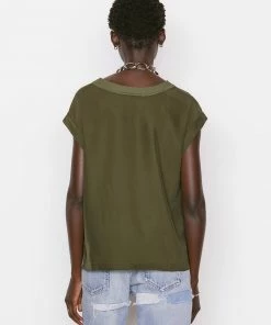 Promo 🤩 Frame-denim Washable Silk Oversized Tee -- Fatigue ✔️ 13 Frame-denim Washable Silk Oversized Tee -- Fatigue