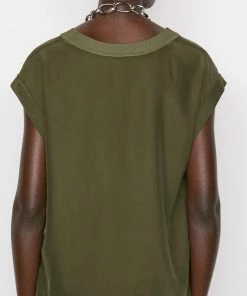 Promo 🤩 Frame-denim Washable Silk Oversized Tee -- Fatigue ✔️ 11 Frame-denim Washable Silk Oversized Tee -- Fatigue