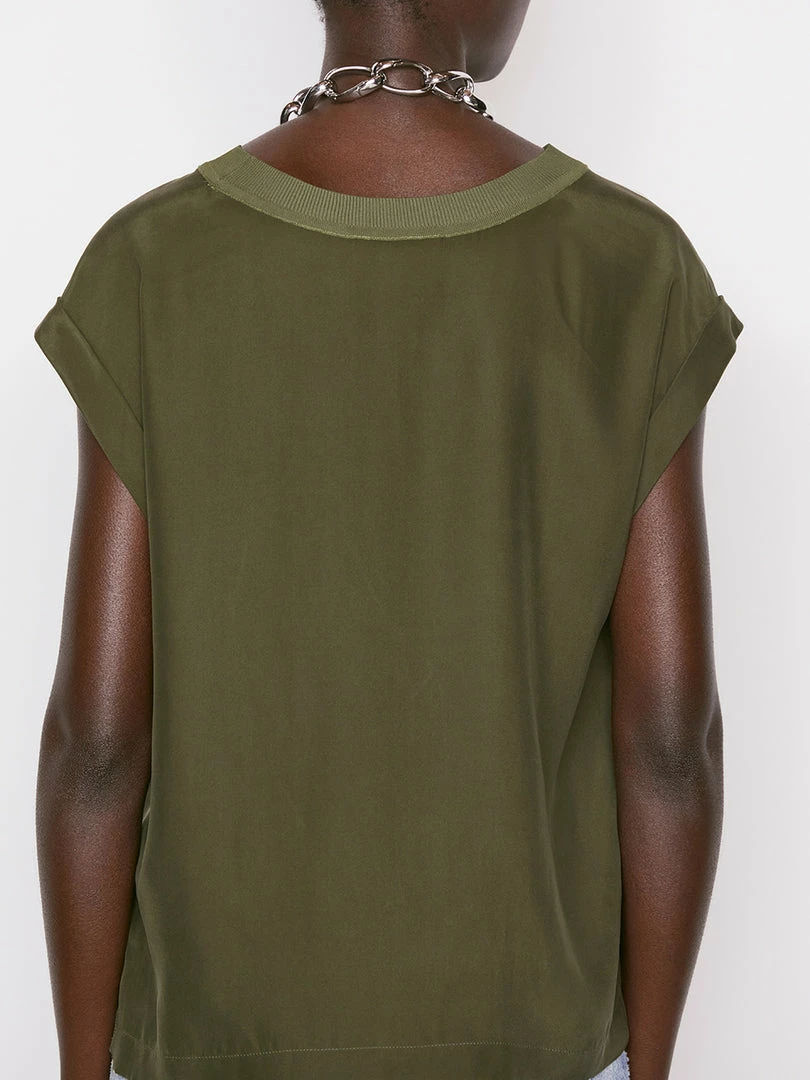 Promo 🤩 Frame-denim Washable Silk Oversized Tee -- Fatigue ✔️ 4 Frame-denim Washable Silk Oversized Tee -- Fatigue