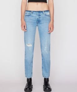 Frame-denim Raw Waist Le Slouch -- Bluejay Rips
