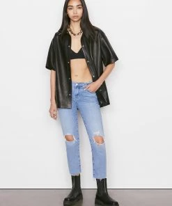 Frame-denim Women Le Garcon Crop -- Cebu Rips