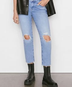 Frame-denim Women Le Garcon Crop -- Cebu Rips