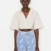 Frame-denim Cropped Twist Front Shirt -- Flax Women